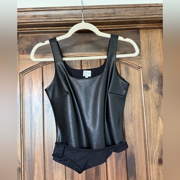 Francesca’s Blue Rain Faux Leather Bodysuit – Black, Women’s Small - Picture 4 of 8